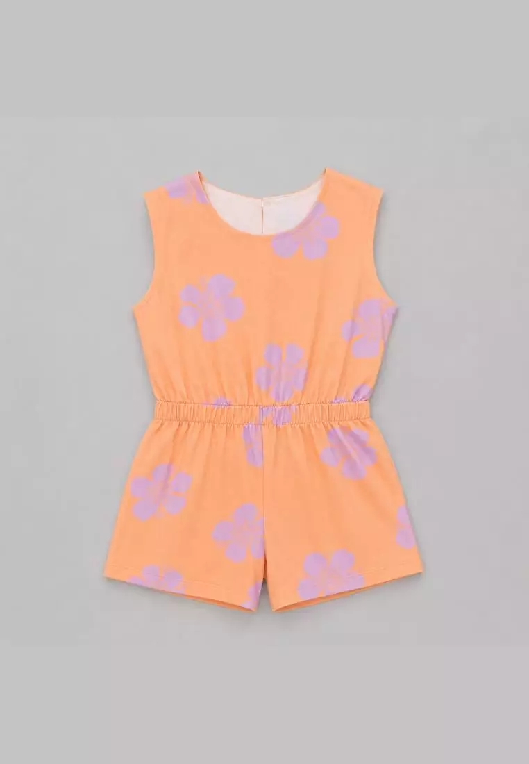Mothercare Flower Sleeveless Romper - Set Baju Anak Perempuan (Orange)