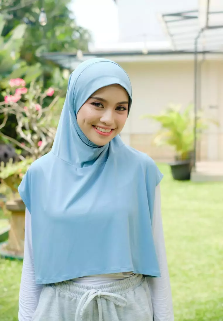 Alesha Hijab Outer Dusty Blue - Hijab Olahraga