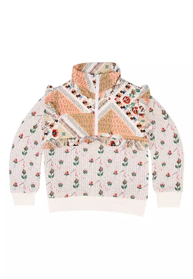 Buy Cath Kidston Stitch Ditsy Frill Half Zip Sweatshirt 2024