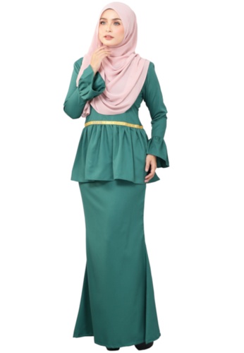 Kurung Peplum Marisa (AEPM04 Green Turqoise) from ANNIS EXCLUSIVE in Green