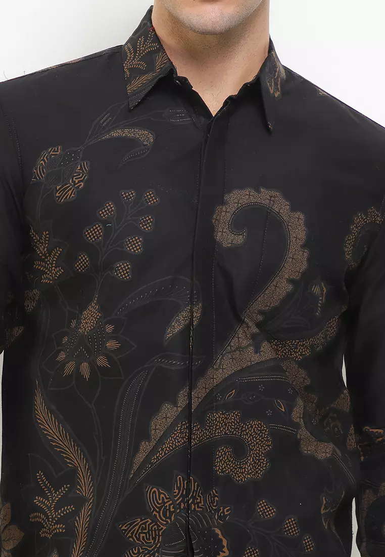 BATIK TALENTA EXCLUSIVE Lengan panjang slimfit  BUNGGA CREAM MAWAR 01