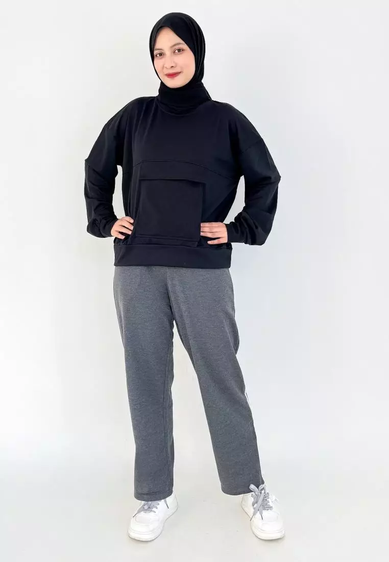 Set Sporty Daily (Setelan Training Sweatpants) HITAM - ABUTUA