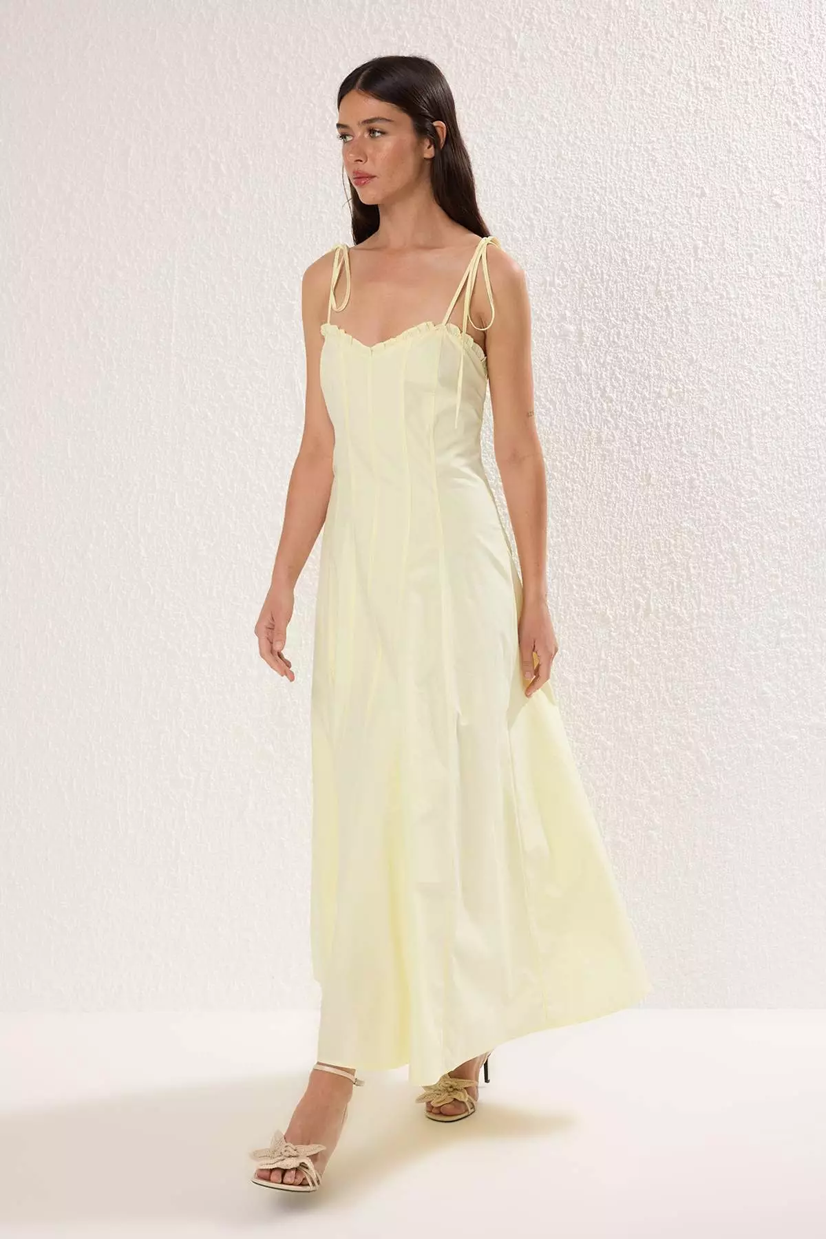 Yellow Waist Opening Maxi Dress