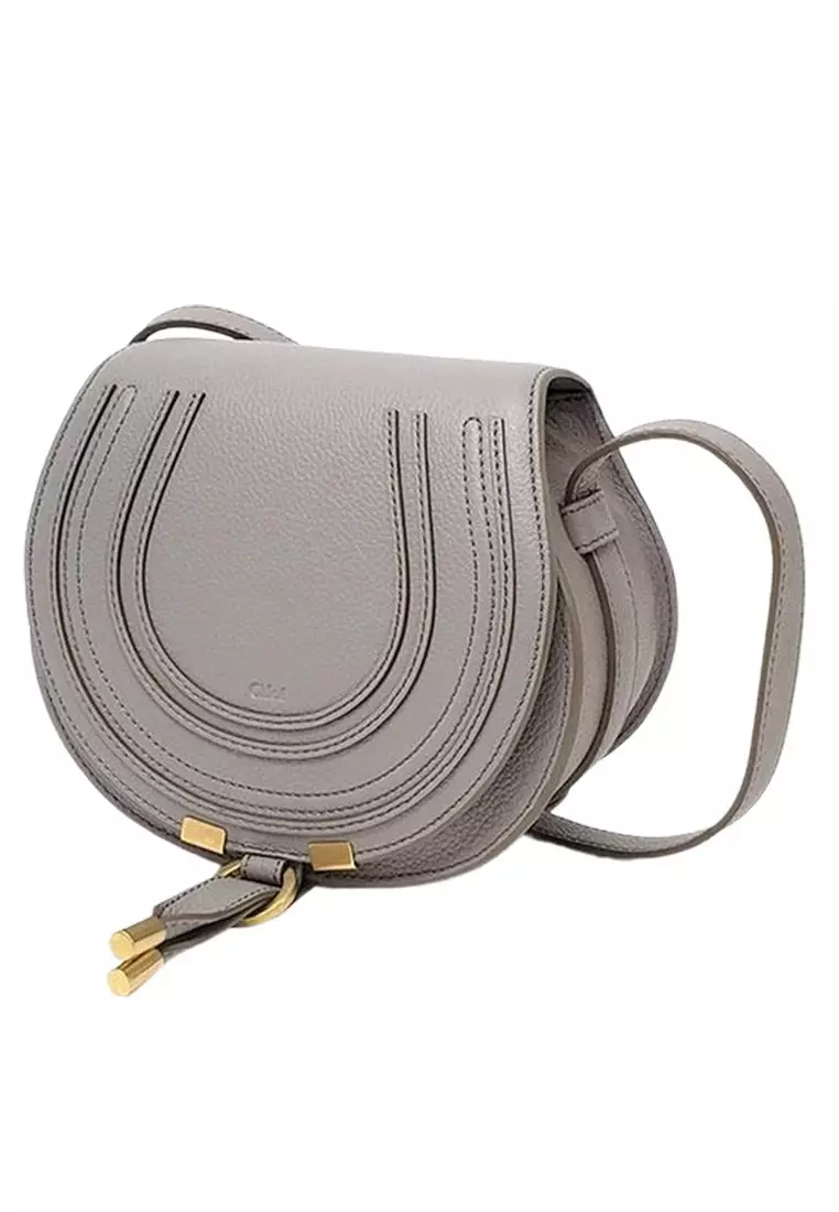 Small Marcie Saddle Crossbody Bag in Cashmere Grey