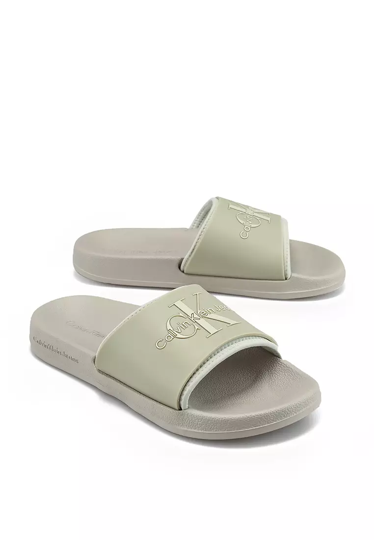 Buy Calvin Klein Norwich Monogram Slide Sandals - Calvin Klein Footwear ...