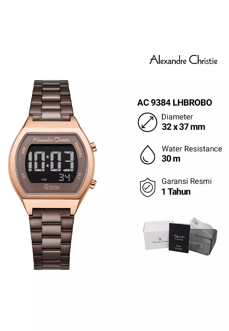 Alexandre Christie Digi Jam Tangan Digital Wanita Rosegold Brown Stainless Steel - 9384 LHBROBO