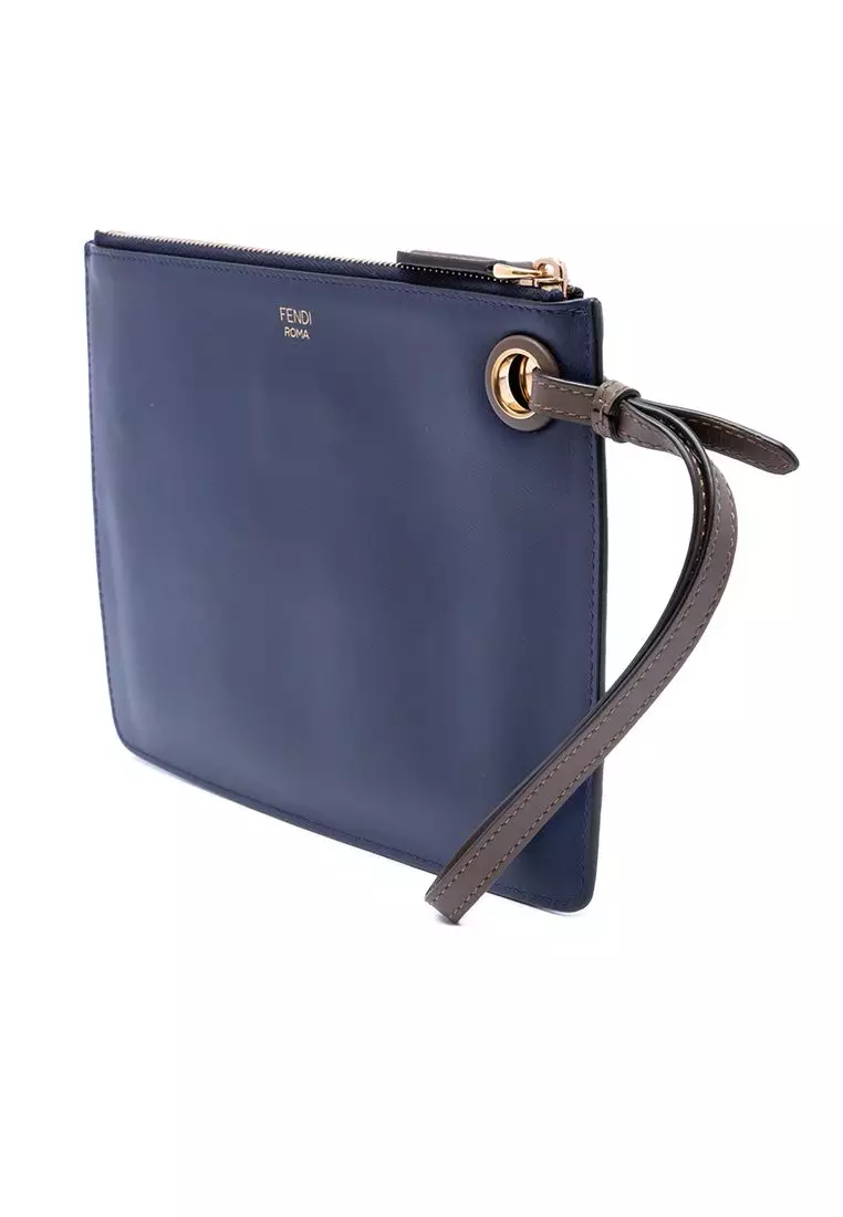 Pre-Loved Fendi Fila Mania Multicolor Zucca Embossed Leather Clutch