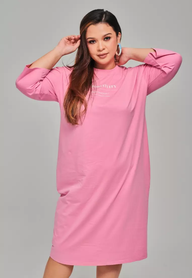 Pink top shirt dress
