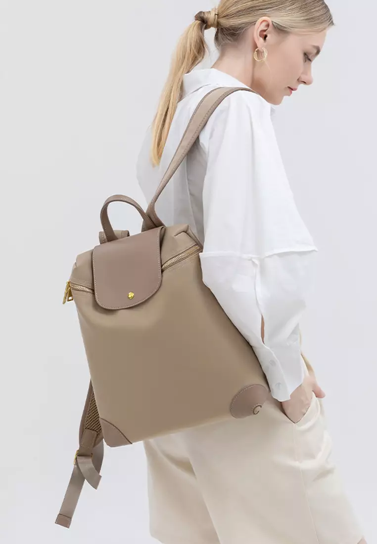 Color Matching Nylon Oxford Patch Faux Leather Backpack (Small Size) JW CL-C9152