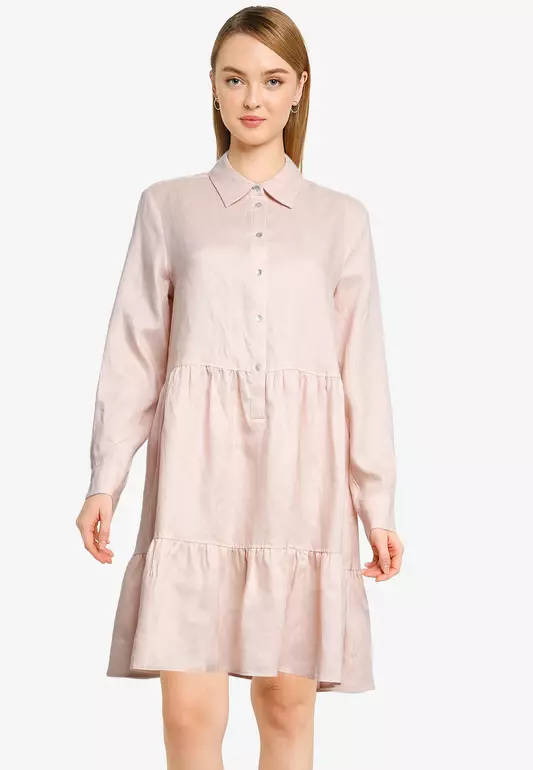 Linen-Blend Shirt Dress