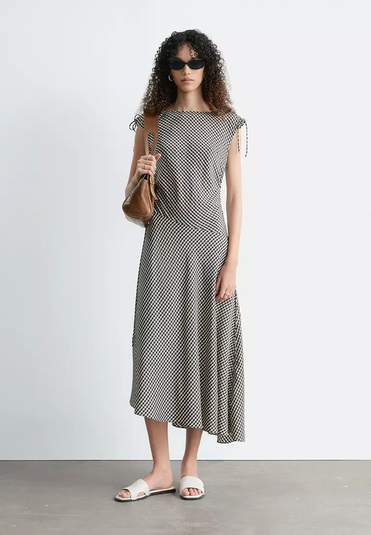 Asymmetric Draped Midi Dress