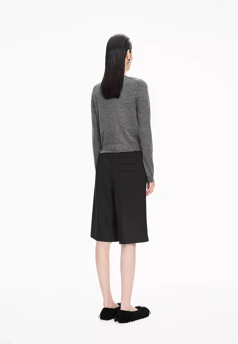 巴素兰羊毛修身短款开襟针织衫