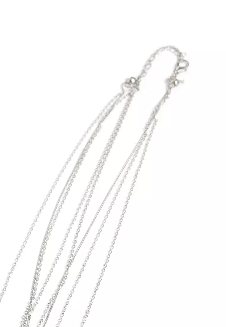 Kalung Liontin Choker Retro Pendant Necklace Perhiasaan Fashion Wanita - Silver