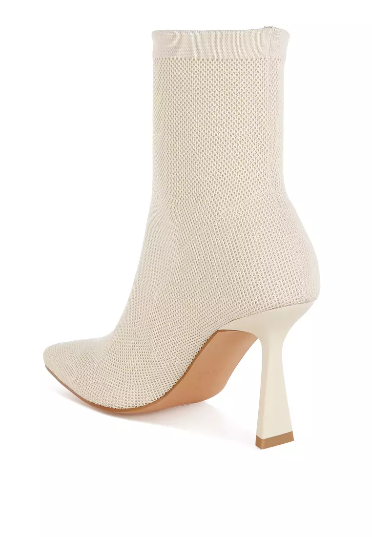 Knitted Sock Boots In Off White