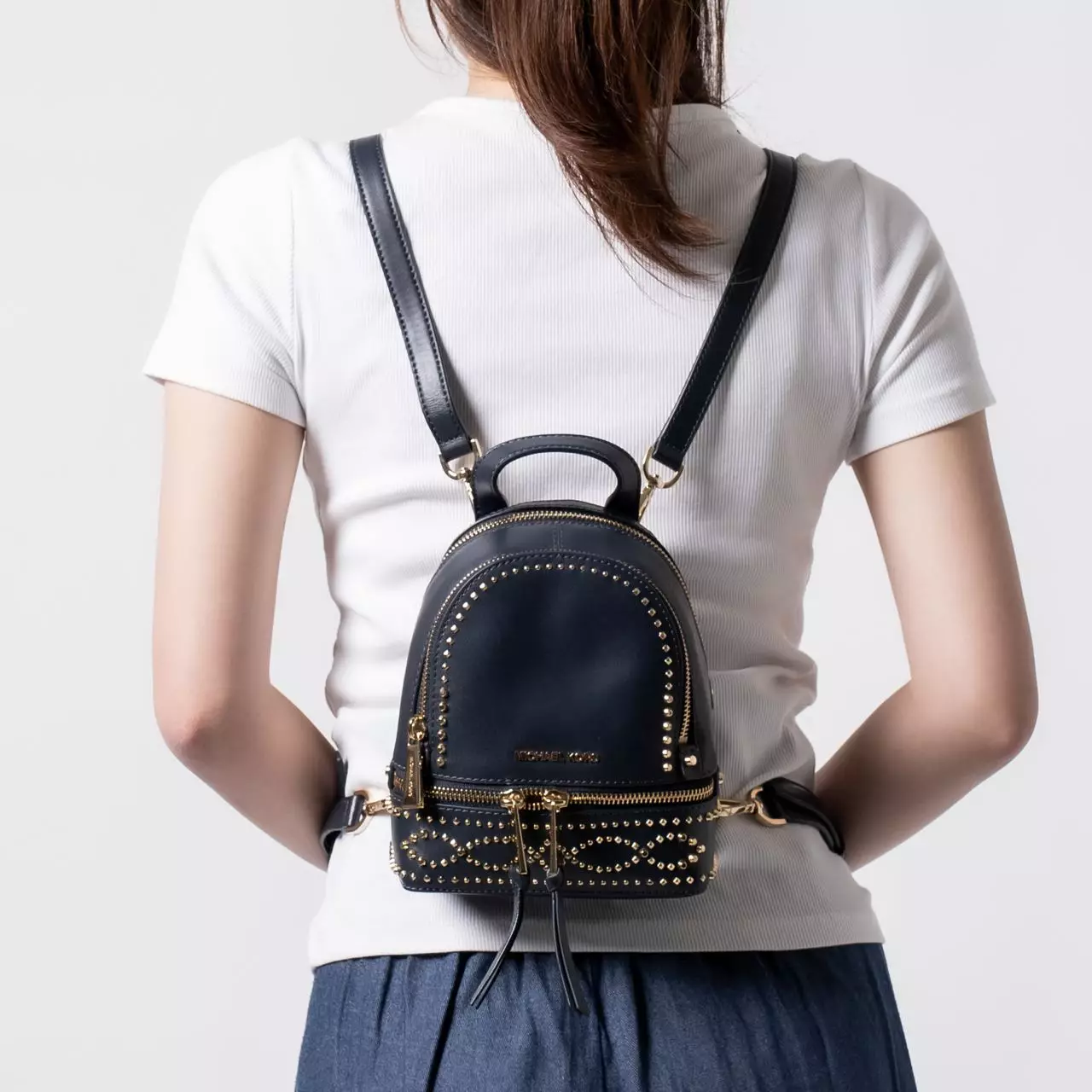 Michael kors rhea discount mini studded leather backpack