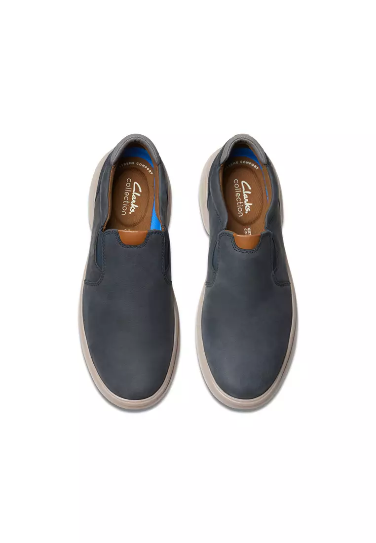 Buy CLARKS Mens Bradley Ease Slip On Shoes - Navy Nubuck 2025