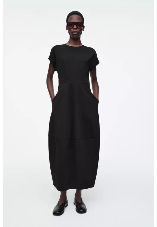 SCULPTED COTTON MIDI DRESS
