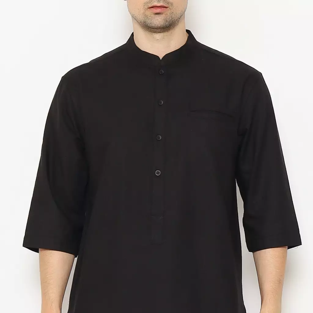 AMK Kemeja Koko Pria Kurta 3/4 KK KEMAL 3/4 BLACK
