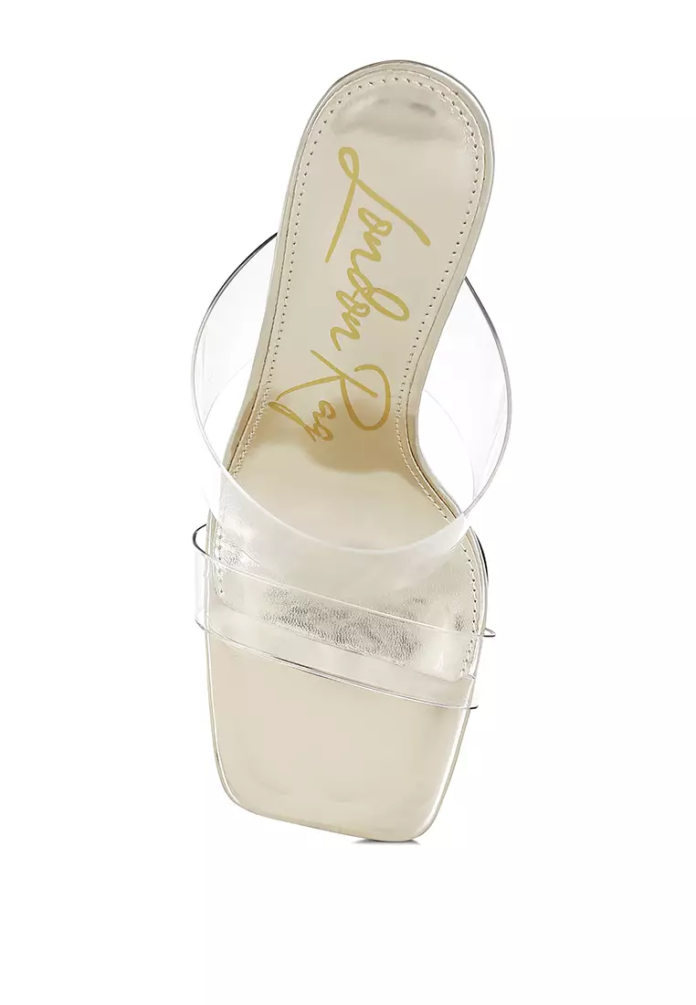 Fantasy Wedge Heel Clear Sandals in Gold