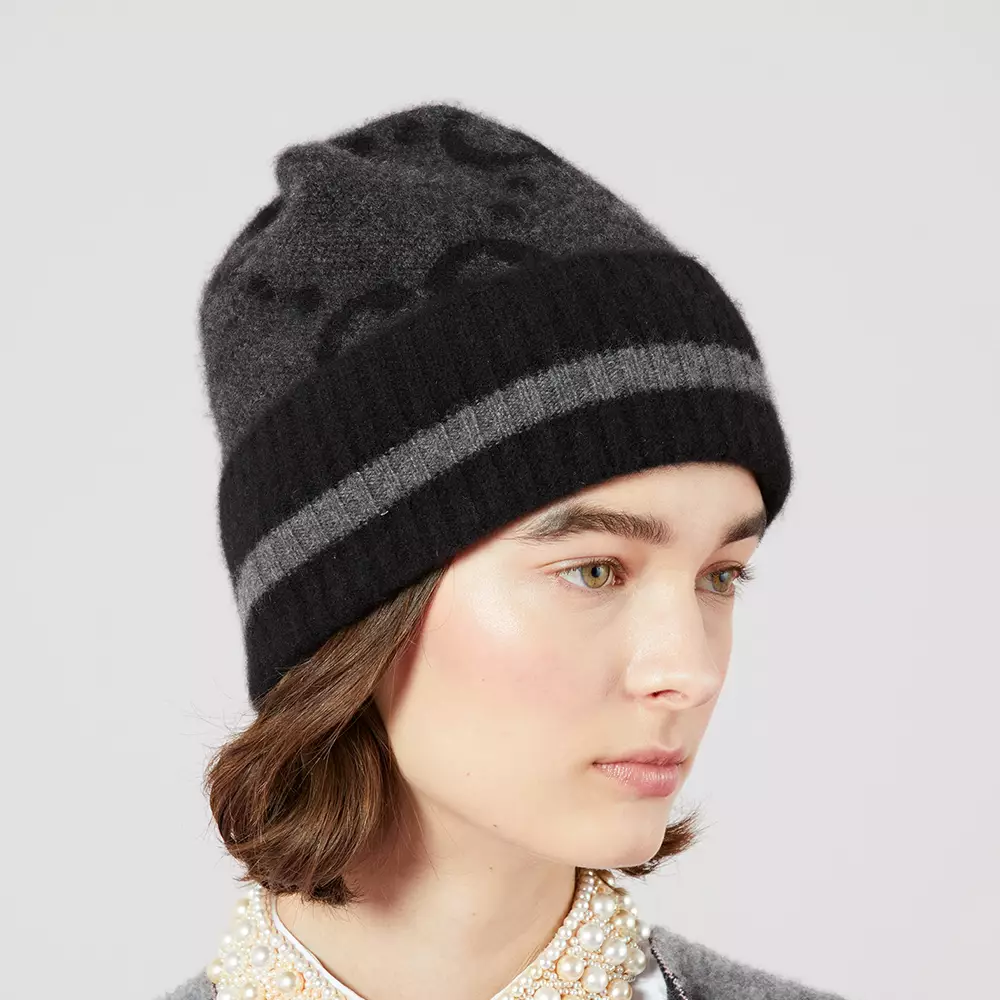 [4.4PRIL KEJUTAN HARGA] GG Knit Cashmere Hat Grey/Black