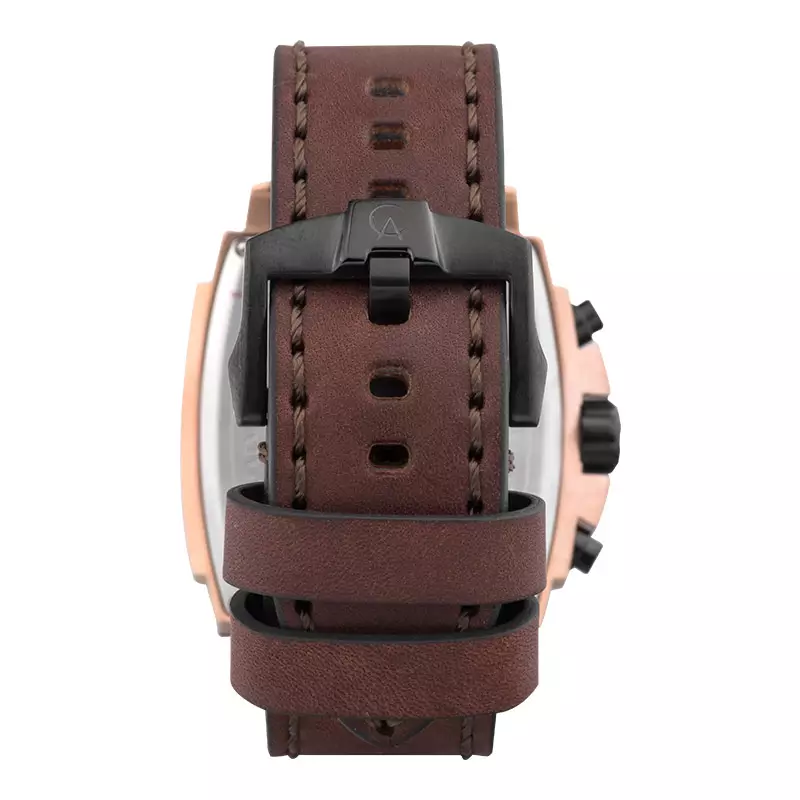 Jam Tangan Pria Alexandre Christie Chronograph AC 6376 MC LBRBA Men Black Dial Brown Leather Strap