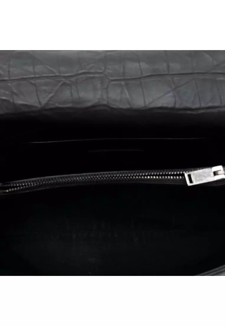 Pre-Loved Saint Laurent Medium Croc Embossed Calfskin Monogram West Hollywood Crossbody
