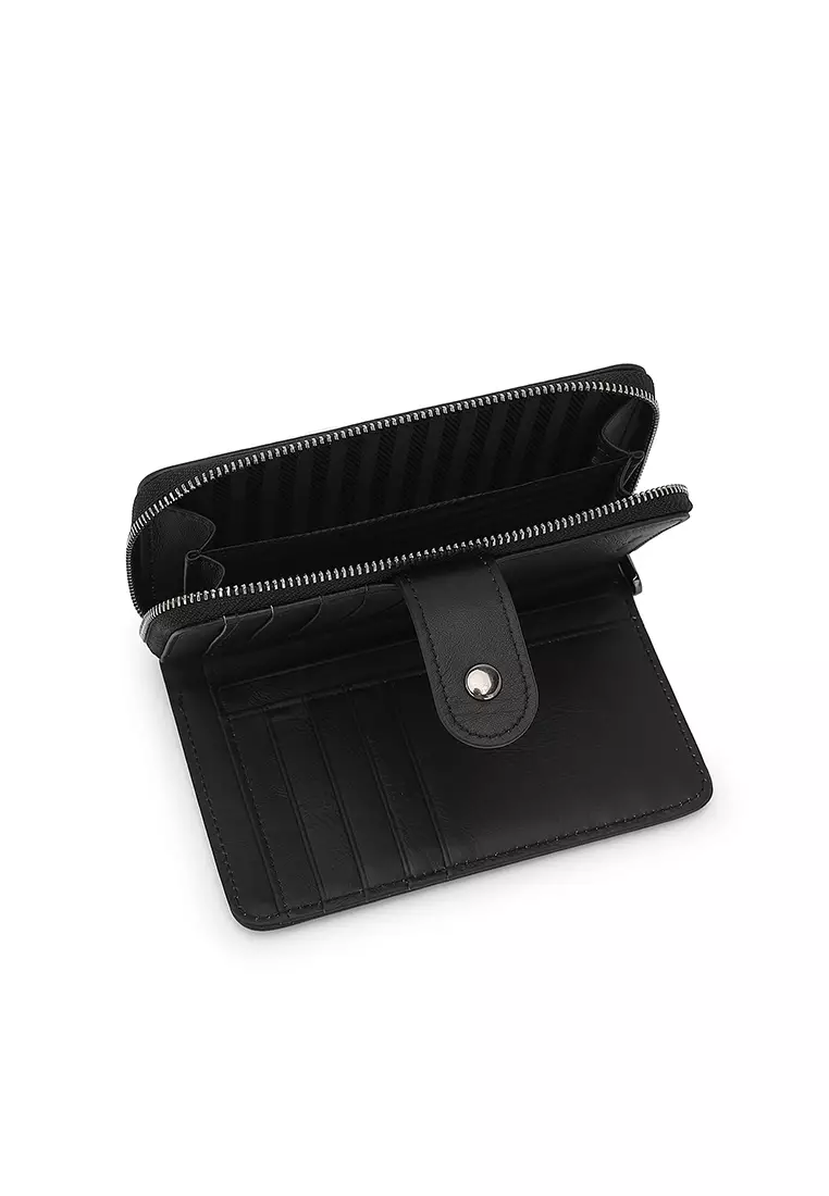 Unisex Genuine Leather RFID Blocking Wallet - Black