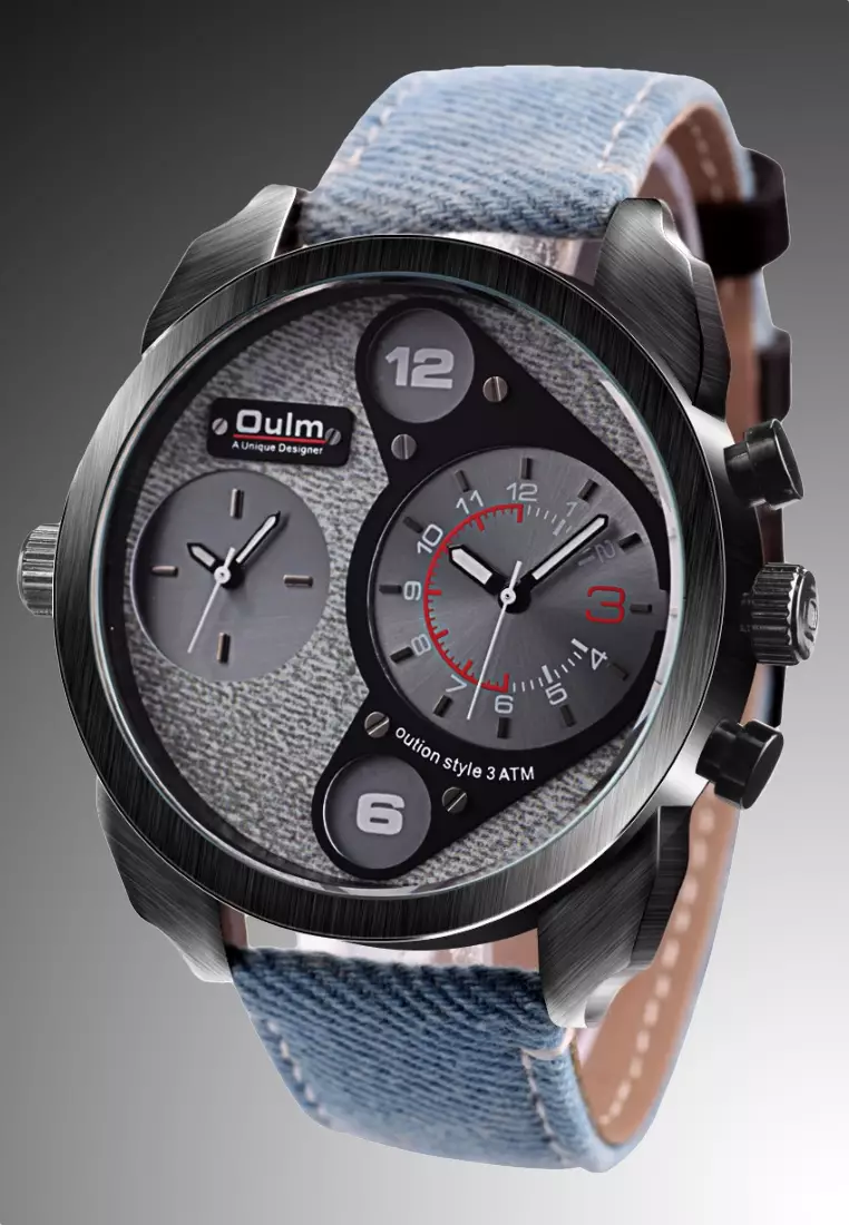 Buy OULM Very Large Men's Quartz Watch - 50x50mm - IP Black Steel case ...
