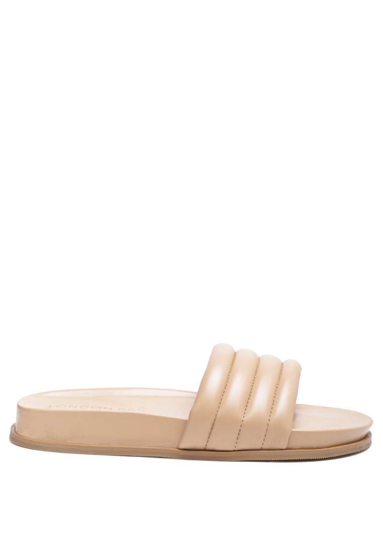 SPONGE Quilted Pool Slides in Tan