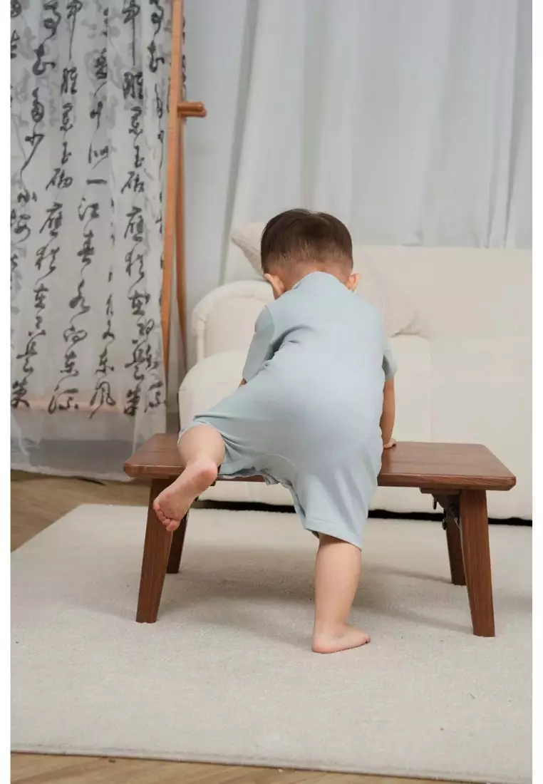 活力智慧藍親子裝男嬰兒唐裝漢服連褲裝0843