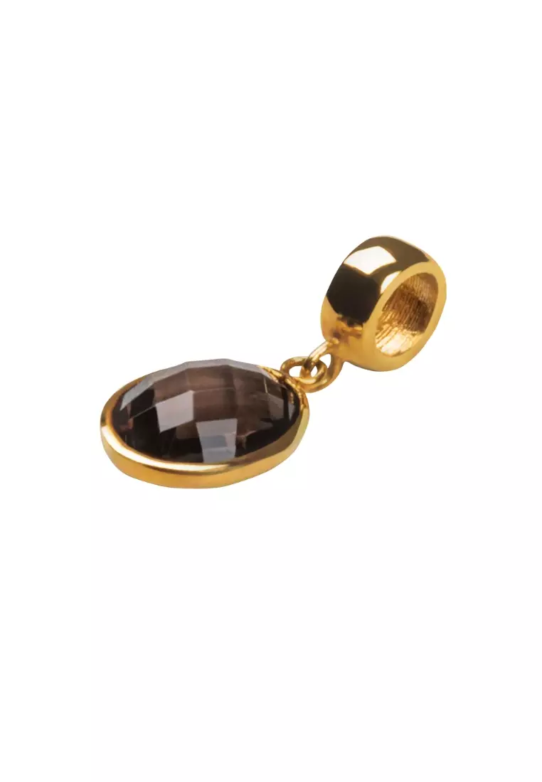 Black Sapphire Oval Charm 18k Gold