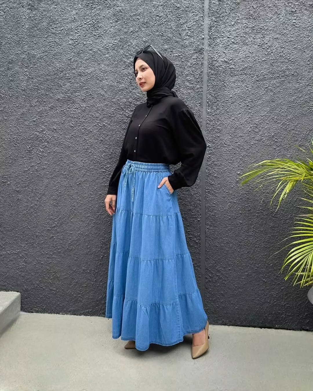Aura Denim Skirt LIGHT BLUE | Rok Panjang Soft Jeans Wanita