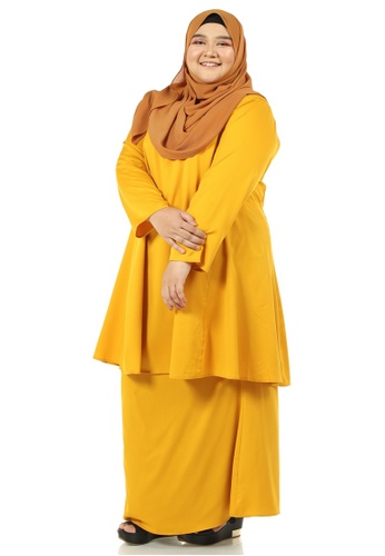 Buy Afra Kurung Pahang Plus Size from Ashura in Yellow only 129.9