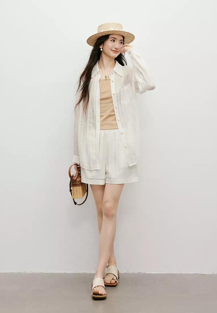 Semi-Transparent Textured Blouse