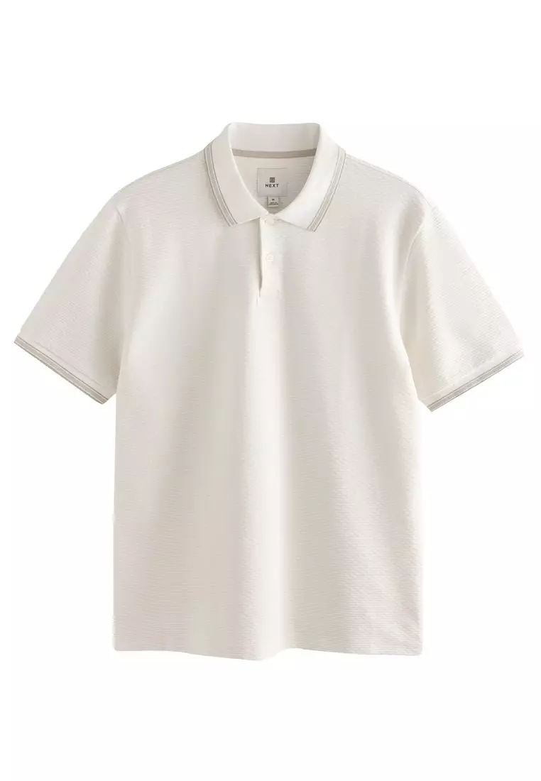 Short Sleeve Textured Quarter Zip Polo Shirts