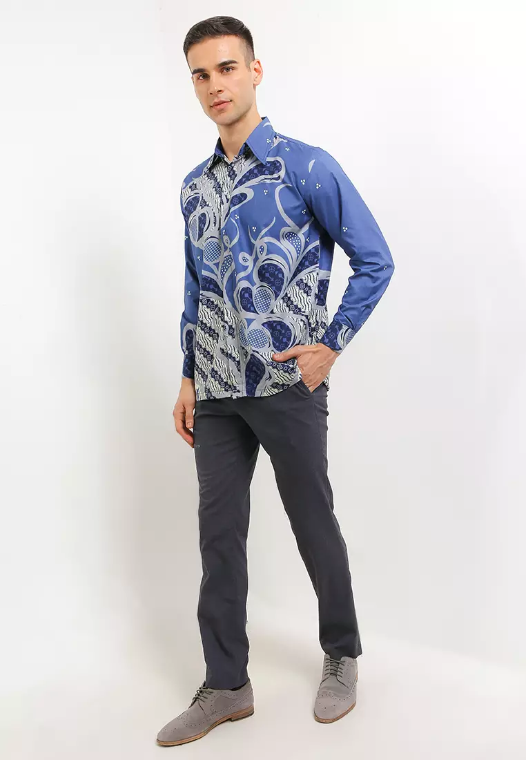 Mulyo Kemeja Batik Exclusive Premium Pria Casual Modern Lengan Panjang