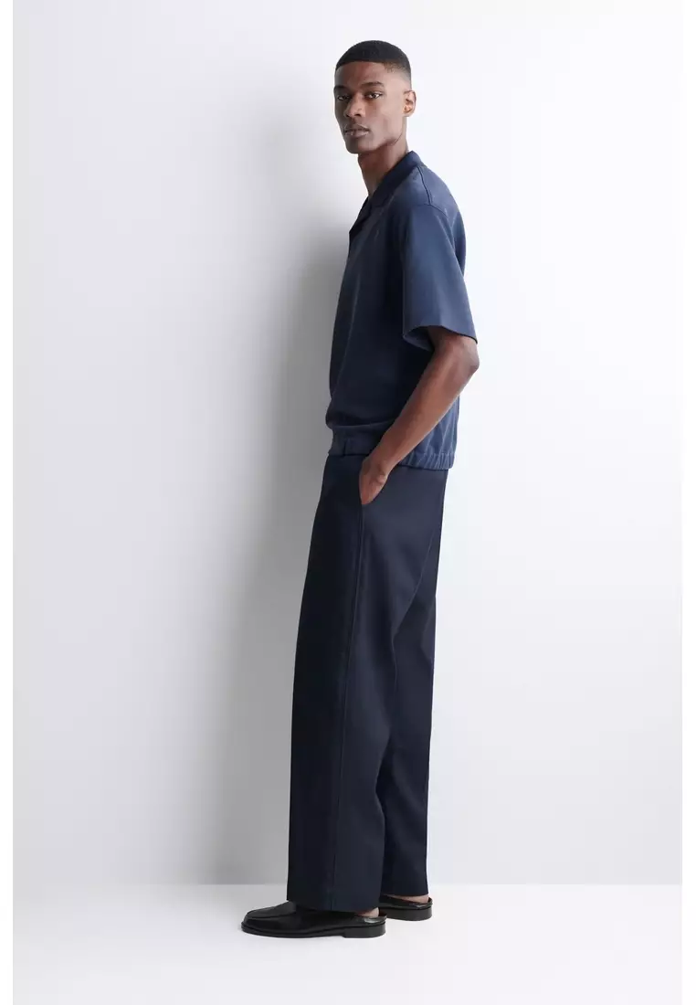 JERSEY-BONDED COTTON-TWILL POLO SHIRT