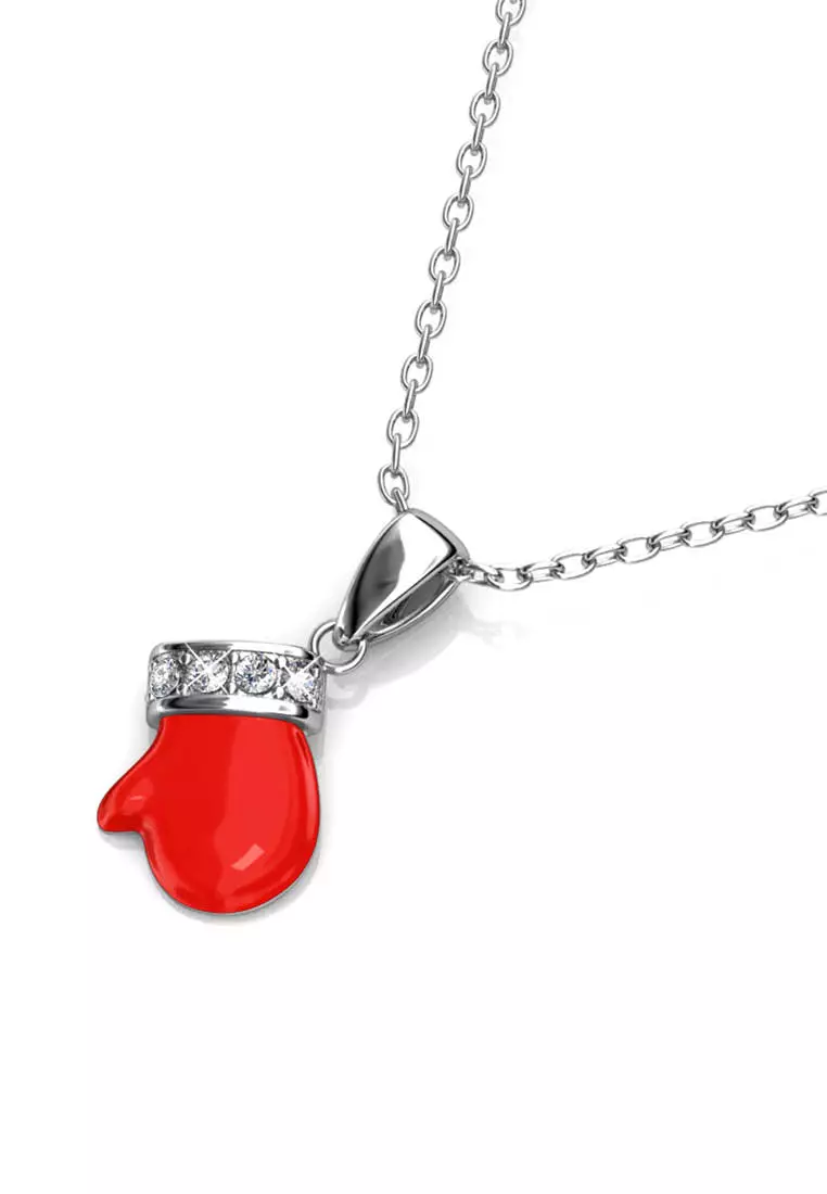 Christmas Gloves Pendant - Kalung Crystal Swarovski by Her Jewellery