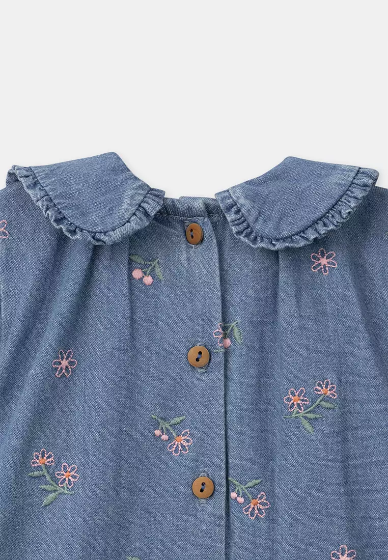 Denim Dress With Peter Pan Collar