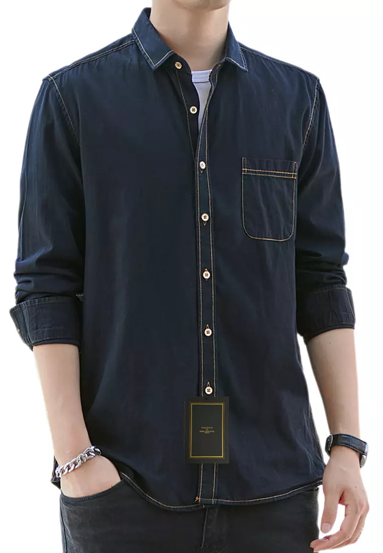 Thin Long Sleeved Denim Shirt C709
