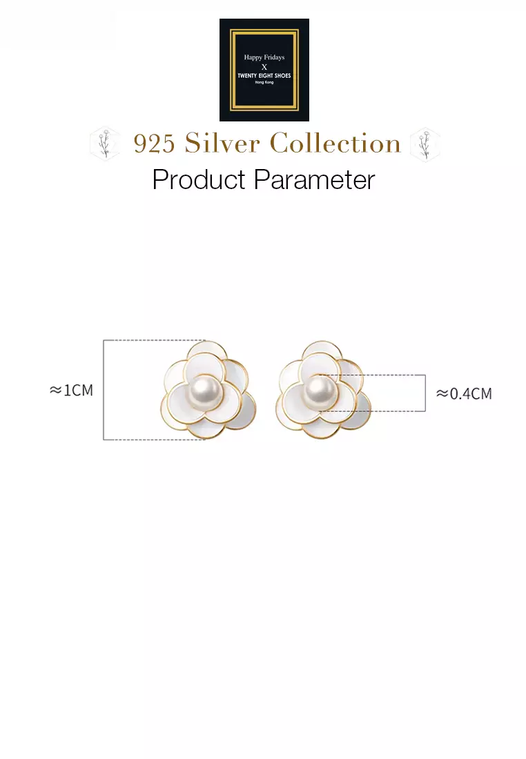 925 Silver Plated Gold Freshwater Pearl Floral Earrings JW AR-M01882