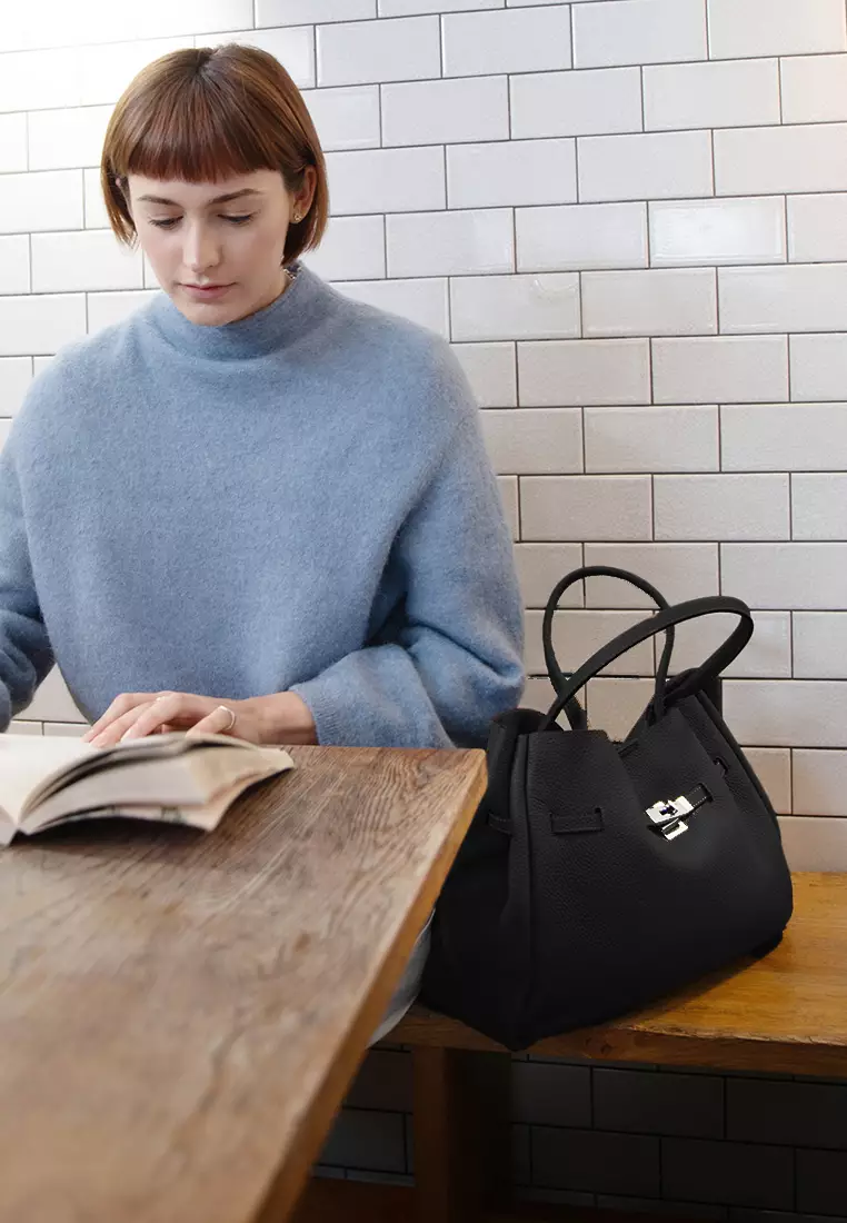 SAOIRSE Soft Structural Belt Tote Bag - Elephant Grey
