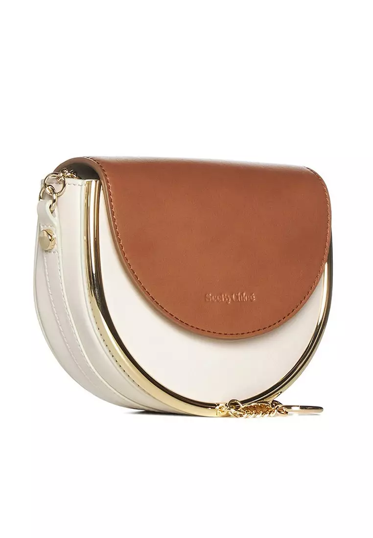 Mara in Bi-Color Crossbody Bag in Cement Beige