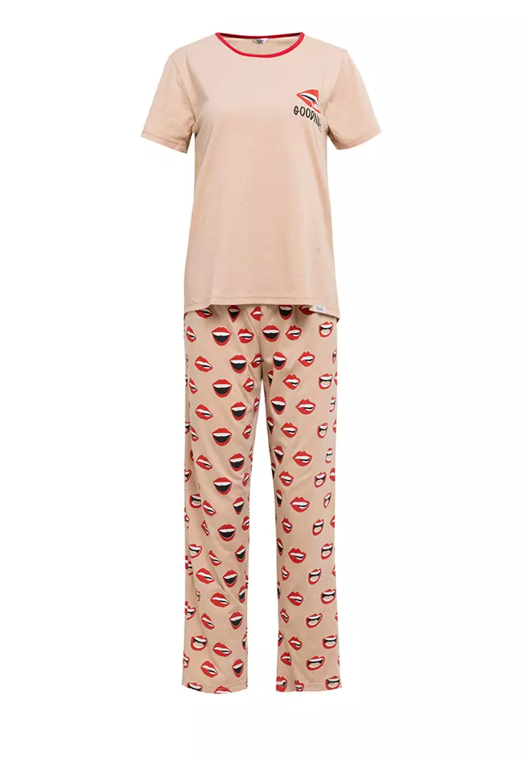 Pyjama Pijama Short Sleeve Long Pants Sleepwear