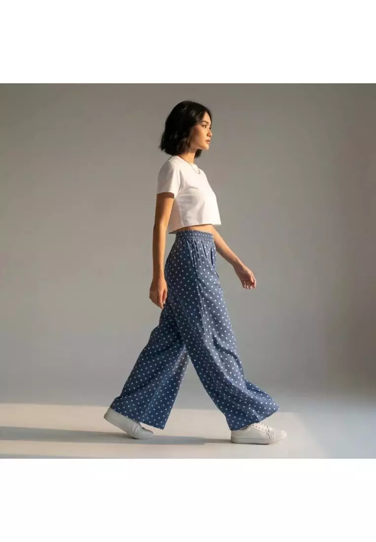 Celana Panjang Wanita - Polka Dot Wide Leg Pants