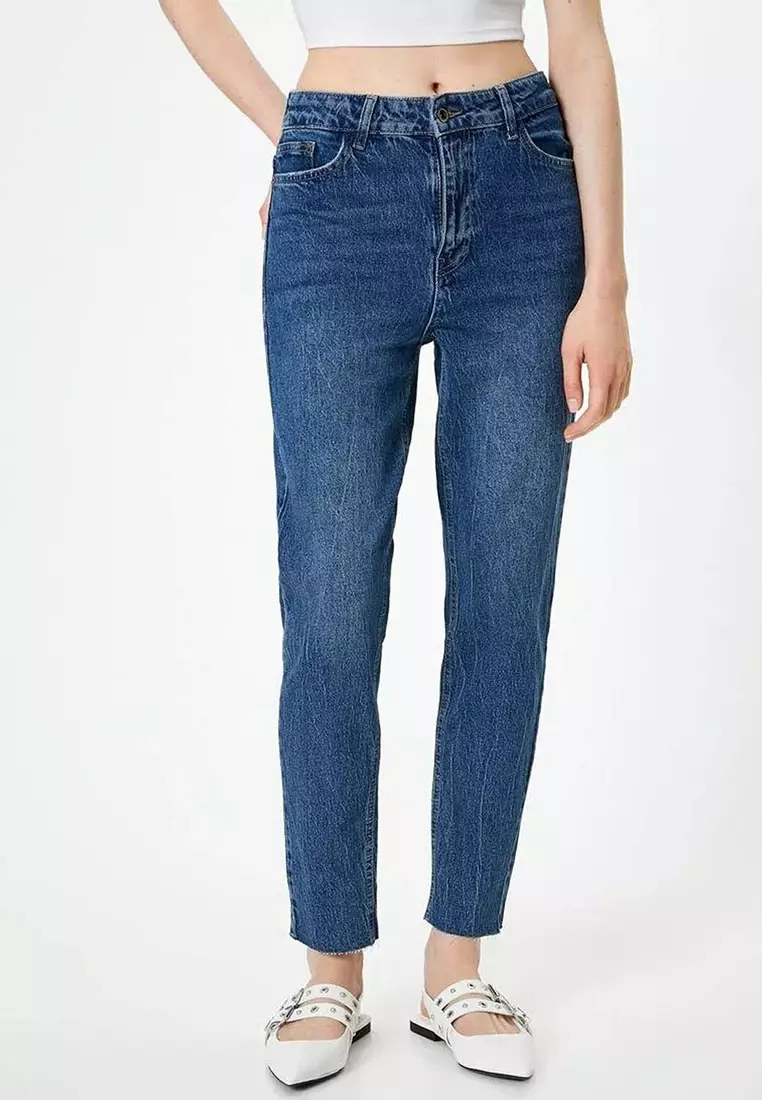 Buy KOTON High Waist Jeans Straight Leg Slim Fit Cotton Slim Fit