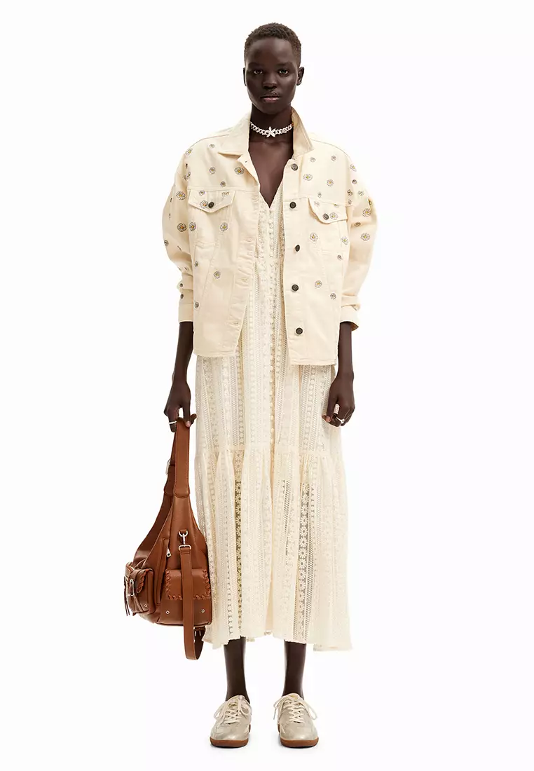 Desigual Woman Long embroidered dress.