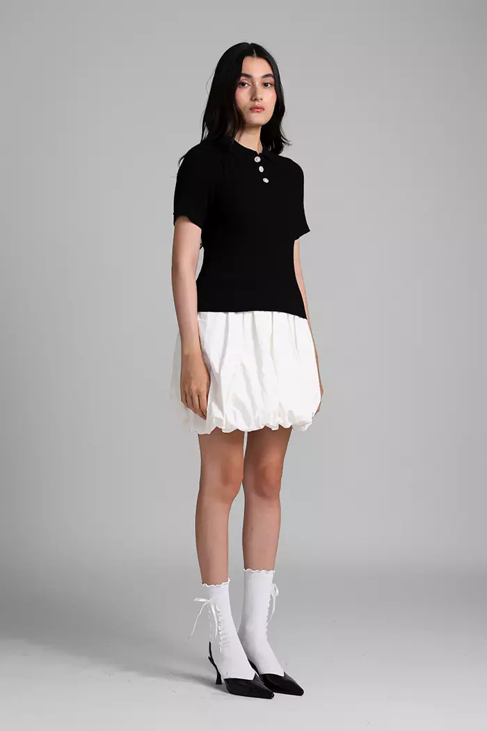 COTTONINK Studio - Atasan Knit Rajut Wanita Black Adrienna #HolidayCollection