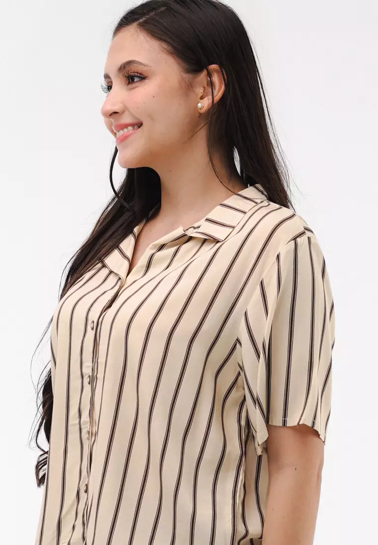 Woven Printed Rayon Short Sleeves Blouse