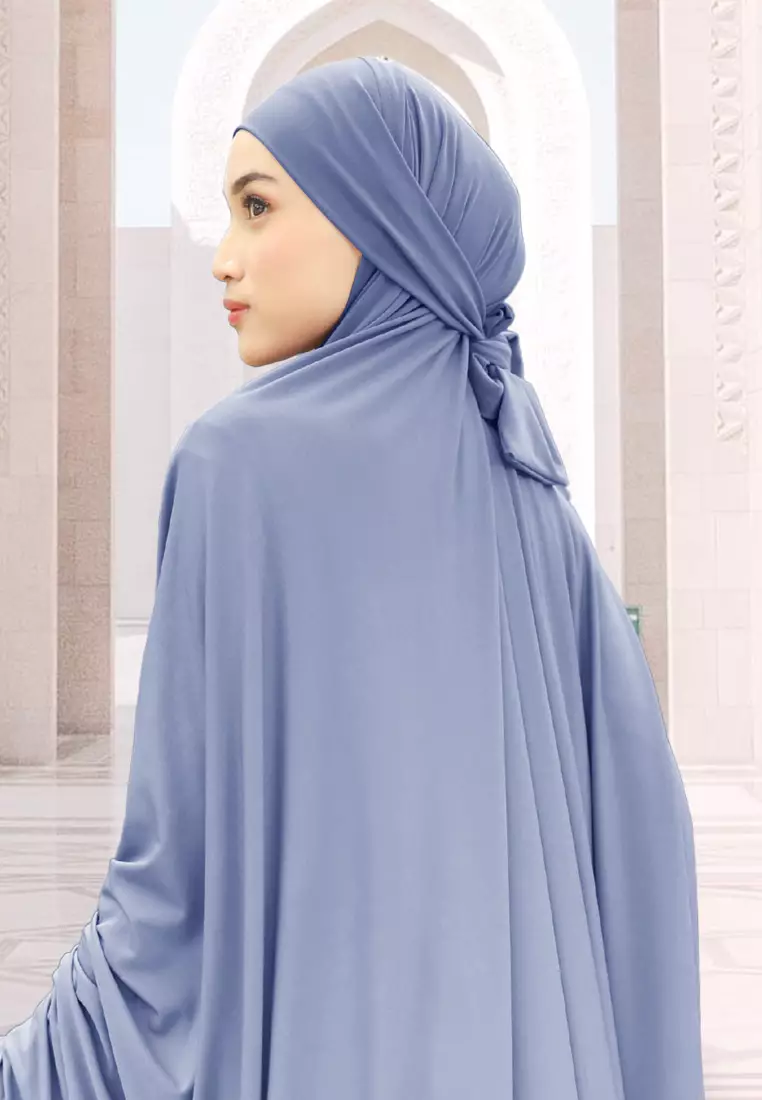Zelena - Raudhia Prayer Set | Mukena French Khimar Set - Blue - Dewasa